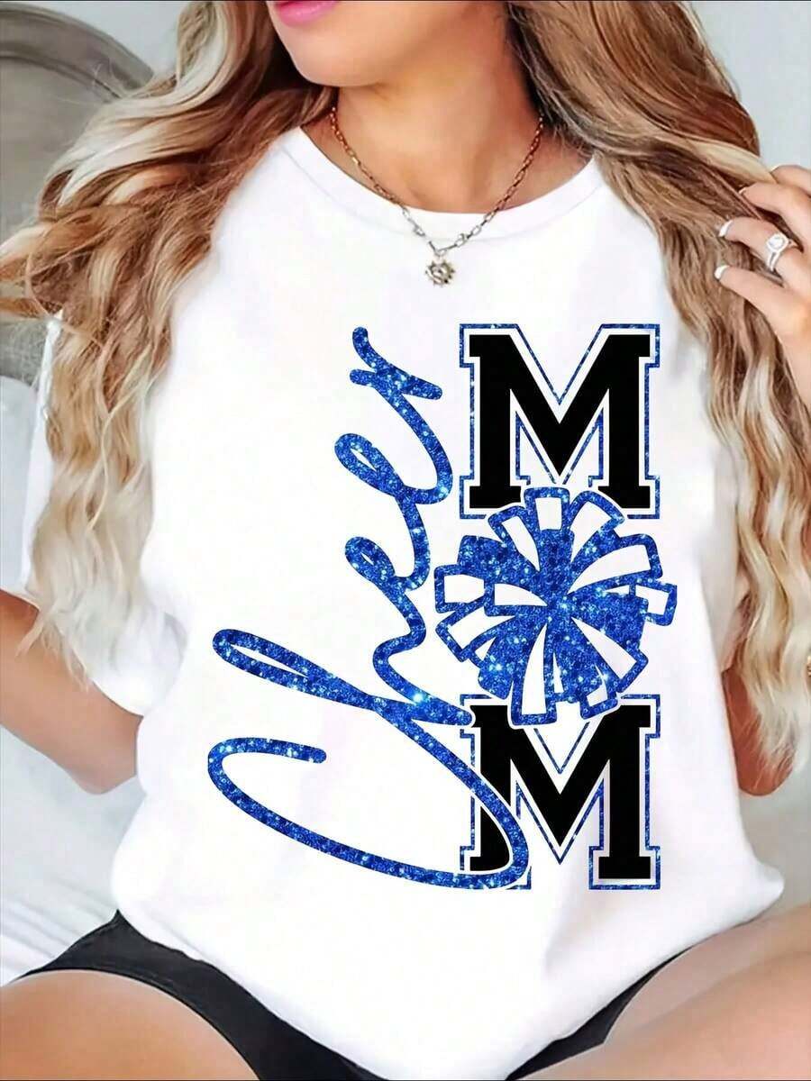 Graphic Print "Mom" T-Shirt, Perfect For Mother's Day Gifts And Casual Wear For Women. A Great Gift For Friends And Family On Any Holiday Or Special Occasion. 220g - 白色 - 查看 1