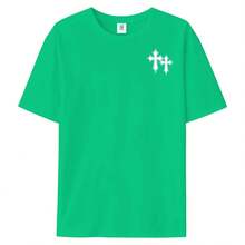 Camiseta gráfica FEEGO para chicos y adolescentes con tela ligera y transpirable para un uso casual cómodo en verano y un estilo urbano diario, perfecta para actividades al aire libre, camiseta divertida, camiseta de moda, camiseta de fe cristiana, camiseta de anime , estilo urbano oversize. - Verde - Ver 4