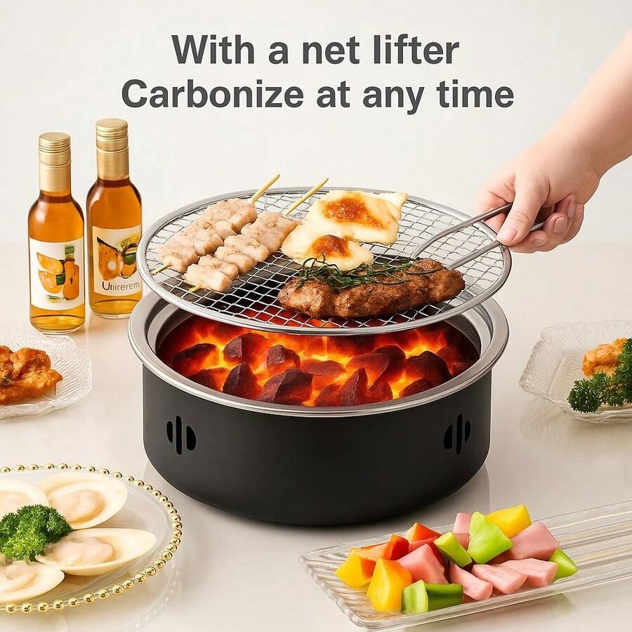Portable Mini Outdoor BBQ Grill With Thickened Grill Rack, Indoor Charcoal Grill For Camping, Home Backyard Party, Holiday Gathering Essential