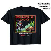 Camiseta para Hombre Elden Behold Dog Soulsborne - 100% Algodón, Corte Relajado Tallas S-XXXL, Gráfico del  y Tortuga Iconico del Juego Elden, Ropa Casual y de Videojuegos para Uso Cómodo Todo el A?o - Negro - Ver 2