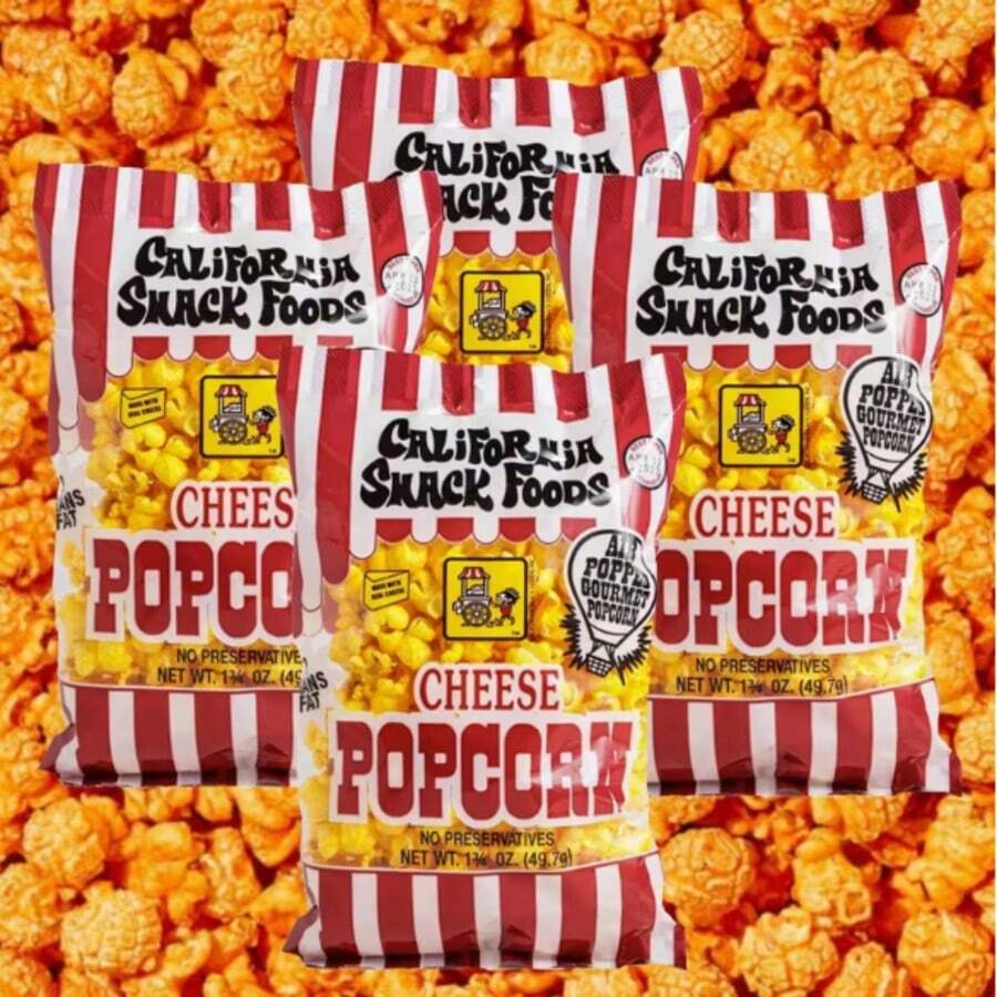 CALIFORNIA SNACK FOODS Cheese Popcorn 49.7g. / 1.75 Oz. - 4 PACK World Cup 2026 Game Day Snacks Party Size Bulk Pack - Number Of Bags - View 1