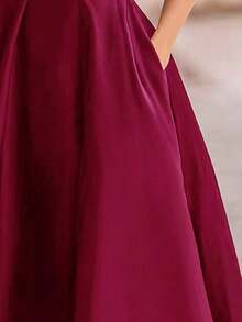 de manga larga con escote en V, estilo elegante y de moda europeo y americano, minimalista para uso diario y vacaciones, vestido formal y sexy con cintura ceñida al estilo coreano, para otoño/invierno y primavera - Burdeos - Ver 5