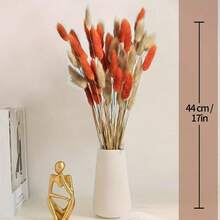 55-60根，17英寸红色人造兔尾草，家居装饰人造兔尾草茎，适用于波西米亚风格插花、DIY手工、家居厨房和婚礼装饰、圣诞节、感恩节、花环制作 - 橙棕色 - 查看 5
