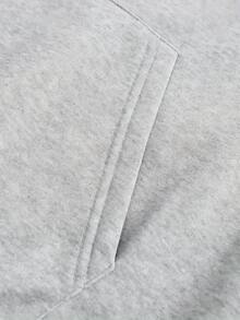 Men's 2-Piece Hooded Sweatshirt Set With Casual Letter Print Pocket And Fleece Lining - Black and Gray - View 6