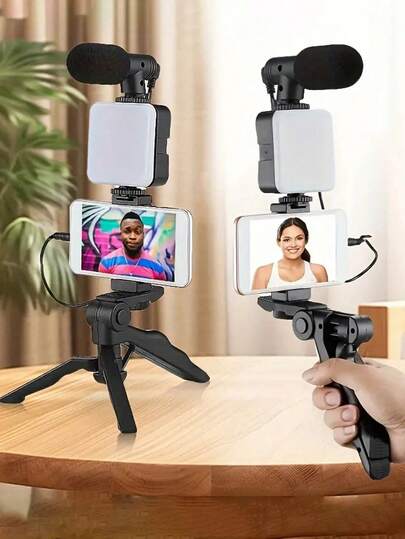 Portable Multifunctional Phone Beauty Fill Light, Desktop Stand, Handheld Selfie Tripod, Live Streaming Light Clip, Pocket-Sized Black Video Light, 3 Lighting Modes Adjustable, Suitable For IPhone, Android, Makeup, Selfie, Vlog, Video Shooting, Ideal For Phone Camera Fill Light, Vlog Equipment, Suitable For Selfie, Live Streaming, Photography And More, Portable Selfie Light, Phone Fill Light