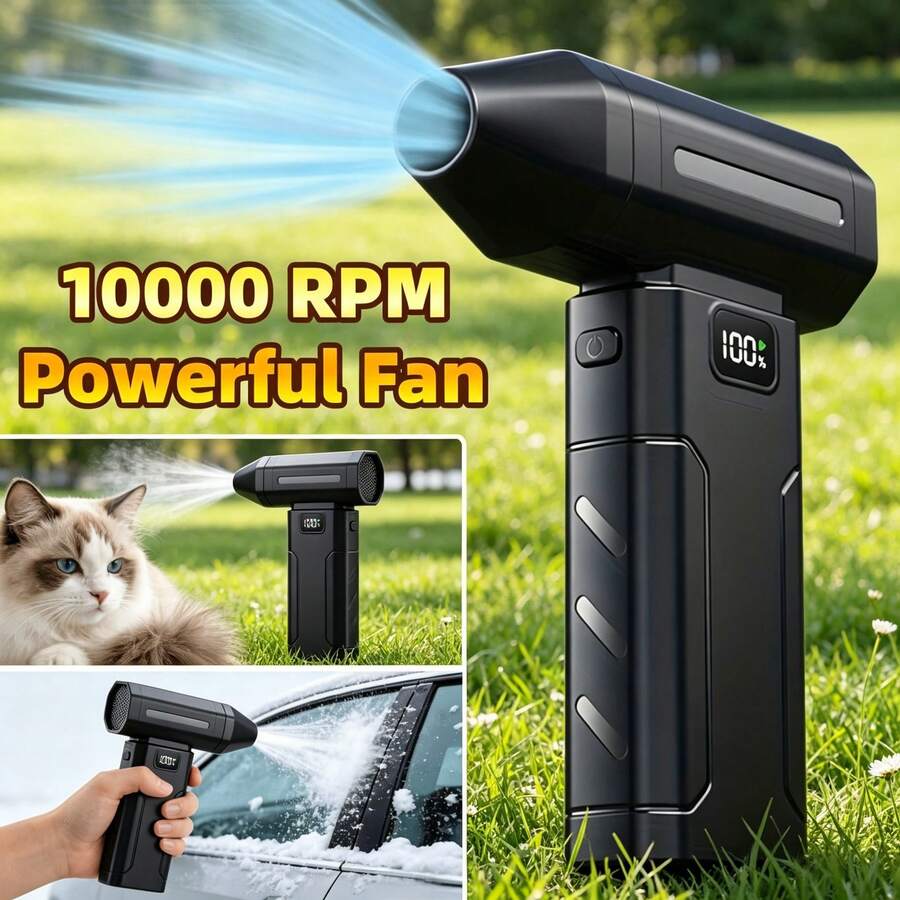 便携式高速宠物脱毛工具，无线宠物美容吹风机，猫狗底毛去除器，宠物美容吹风机 - 黑色 - 查看 1