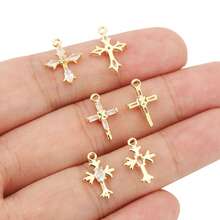 10 mặt dây chuyền hình thánh giá đính đá Cubic Zirconia, mạ vàng và bạc, dùng để tự làm trang sức. - Chữ thập tự làm - Xem 8