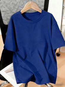 Cool, Solid-Color, Short-Sleeved T-Shirt With A Round Neck For Pre-Teen Boys, Perfect For Summer - 灰色 - 查看 10