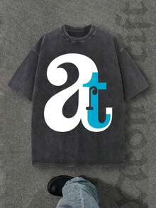 Camiseta casual vintage cómoda y lavada para mujer, camiseta de manga corta con cuello redondo,% algodón lavado y versátil para hombre, adecuada para uso diario y atuendos de, estilo unisex. - Negro - Ver 6