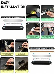 KELEEL 2/4 Pcs LED Car Door Lights, USB Charging Automatic Door Opening Lights, Interior Projection Ambient Welcome Courtesy Light, Anti-Rear-End Light, Enhance Night Visibility And Safety, Gift For Drivers, Installation For Trailers Boats Rvs Suv - RGB - View 10