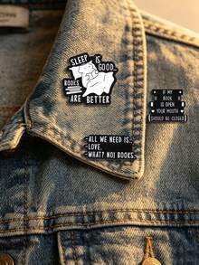 QIHOO 1pc Funny Book Lover Enamel Pin, Sarcastic Reading Quote Brooch, Black Cartoon Cat Lapel Pin, Bookworm Jewelry Gift For Backpack/Jacket - Multicolor - View 2