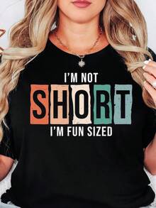 Im Not Short Im Fun Sized T Shirt Funny Petite Shirt Cute Humor Tee Short Girl Gift Sarcastic Quote Shirt Trendy Teeblusas para mujer playeras de mujer vestidos casuales para mujer y2k playeras deportivas para mujer verano camisetas ropa de mujer Fashion Perfect For Daily - Negro - Ver 6