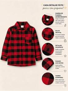 Long-Sleeved Flannel Plaid Shirt - Red Check - View 2