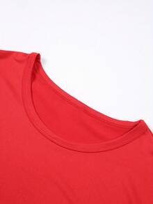Mexican T-Shirt With MexicanBRASILEIRA Letter Print, New Round Neck T-Shirt For Spring And Summer, Women's Clothing, Cotton T-Shirt, Summer Fashion - 紅色 - 查看 4