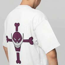Camiseta Oversized One Piece Ace Anime Manga Moda Geek - Blanco - Ver 4