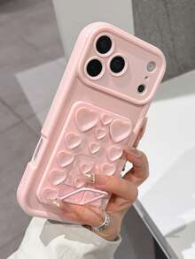 1pc Heart-Shaped Silicone Suction Cup Phone Case With Stand, Compatible With IPhone 17 Pro Max/ 17 Pro/ 17/17 Air/18/18 Pro/18 Pro Max/ 16 Pro Max/16 Pro/16/16 Plus/15 Pro Max/15 Pro/ 15/ 14 Pro Max/13 Pro/13/12/11/X/XR/XS Max/ 7/ 7 Plus - Pink - View 2