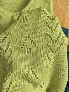 Ropa de punto casual de mujer de cuello en V sin mangas - Verde 2 - Ver 6