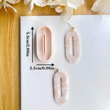 1件/2件套极简主义基础几何形状聚合物粘土切割器套装 - 适用于DIY耳环、时尚首饰吊坠和独特礼品 - 杏色 - 查看 3