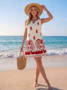Vestido de verano casual con estampado tropical para vacaciones de mujer - Multicolor 7 - Ver 5