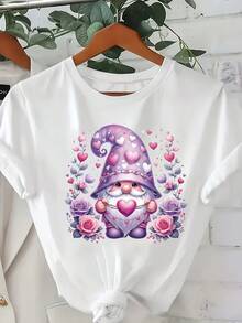 Tallas grandes, tallas grandes - tallas grandes - camiseta estampada de moda para mujer de talla grande, camiseta suave y casual de manga corta, playeras de mujer de algodón, blusas negras para dama. - Blanco - Ver 7