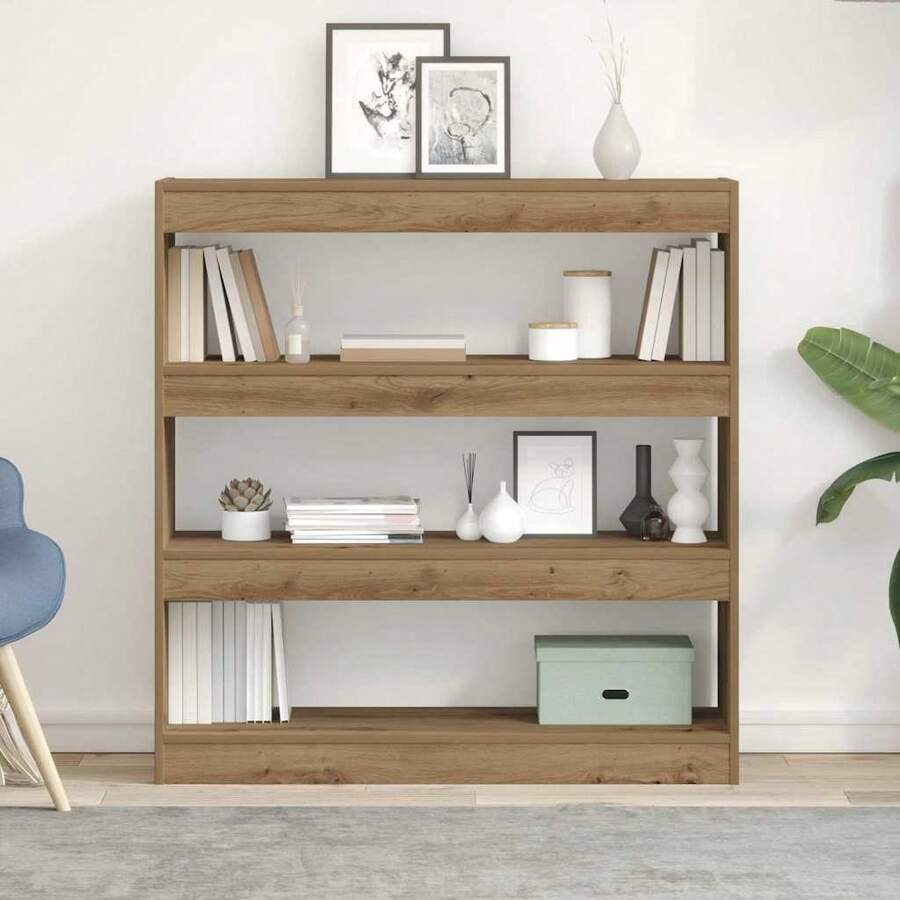 Libreria vidaXL in rovere massello, realizzata a mano, 100 x 30 x 103 cm - Multicolore - Visualizzare 1
