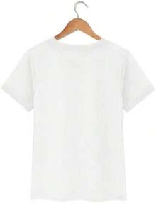 Under The Radar [New Arrival Recommendation] Women's Casual Travel Souvenir Print T-Shirt, Short Sleeve Crew Neck, Spring/Summer, Machine Washable, Versatile For Going Out, Slimming Effect, Sporty-Vintage Street Style Unisex Loose Cotton Short Sleeve Crew Neck T-Shirt - 白色 - 查看 6