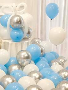 36pcs/Set Pink & Light Blue Macaron Latex Balloons, 10 Inch, Wedding Party Decor, Birthday Background, Store Opening Decoration - Set - View 5