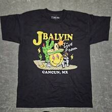 J Balvin Shirt Mens Large Black Cancun Mexico Live From Concert Graphic Teeblusas para mujer playeras de mujer vestidos casuales para mujer y2k playeras deportivas para mujer verano camisetas ropa de mujer Fashion Perfect For Daily - Negro - Ver 6