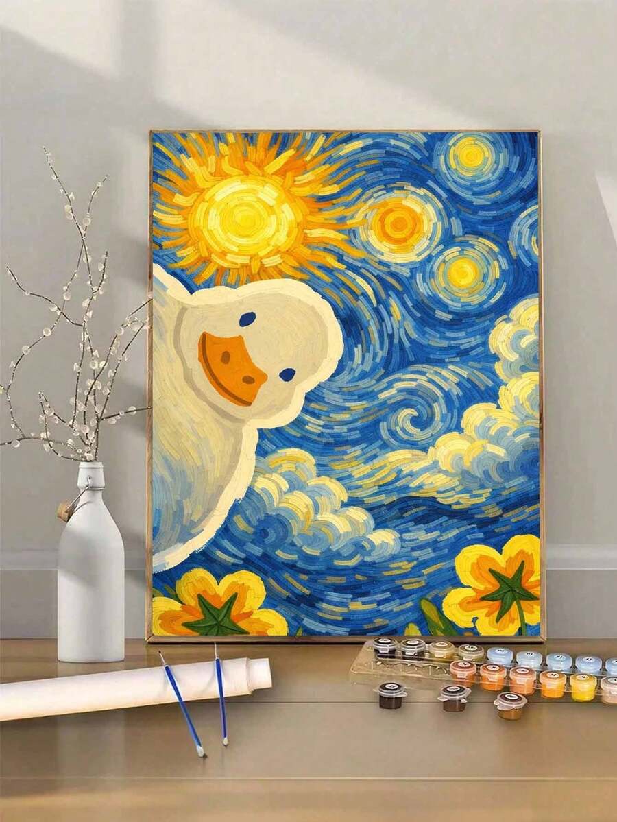 40x50cm/16x20in 鴨子星空 DIY 數字油畫 手作手工 成人居家裝飾 節日禮物 - 40*50厘米 - 查看 1