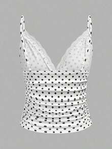 Set de 3 camisetas de mujer con lunares blancos y negros y encaje - Multicolor 3 - Ver 3