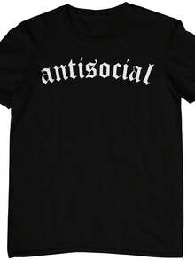 Camiseta Antisocial Soft Grunge Estética EGirl EBoy Goth Grunge Outfit schwarzes Gothic Shirt aus nachhaltiger Baumwolle.220g uniS1ex pure cotton Tshirt iD1real weight for all season1ons, Suitable for both M1en and woM1en. Highquality durable fabric, soft to the touch, and longduring. Transpirable top, Suitable for woM1en's autumn wear and vacation wear. - Negro - Ver 1