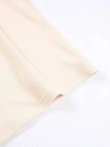 Camiseta con estampado de letras Simple DesignUSA, top casual de manga corta y cuello redondo para verano y primavera, ropa de verano elegante y práctica para mujer. - Albaricoque - Ver 5