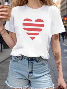 Camiseta de algodón% modelo 2026, tela de alta calidad y peso pesado, diseño de nicho moderno para el verano, camiseta básica sencilla y versátil para el día a día, efecto adelgazante, transpirable y cómoda, adecuada para todos, versátil con cuello redondo y manga corta. - Blanco - Ver 1