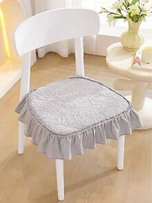 1 pieza Cojín acolchado para silla con falda, estilo, adecuado para todas las estaciones, suave y transpirable, antideslizante, lavable a máquina, uso diario, 17.7in/45cm*17.7in/45cm - en forma de D - Ver 12