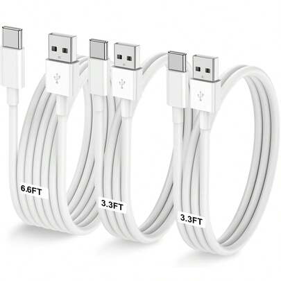 1-3条装 [3.3英尺+3.3英尺+6.6英尺] 60W USB-C 转 USB-C 数据线，Type-C 转 Type-C 数据线，快充数据线，兼容 17/16/15 Pro Plus/Pro Max、Galaxy S24/S23、iPad Pro/Air、MacBook Pro/Air 等设备。