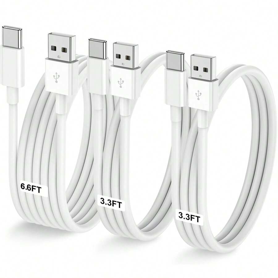 1-3入 [1m+1m+2m] 60W USB-C 轉 USB-C 數據線，Type-C 轉 Type-C 快充線，相容 iPhone 17 16 15 Pro Plus Pro Max、Galaxy S24 S23、Pro/Air、Pro/Air 及其他裝置 - 彩色 - 查看 1