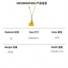 1件时尚3D亚克力三角形奶酪灰老鼠吊坠项链，精致十二生肖吊坠，适合女性日常佩戴 - 起司小老鼠吊墜項鍊 - 查看 2
