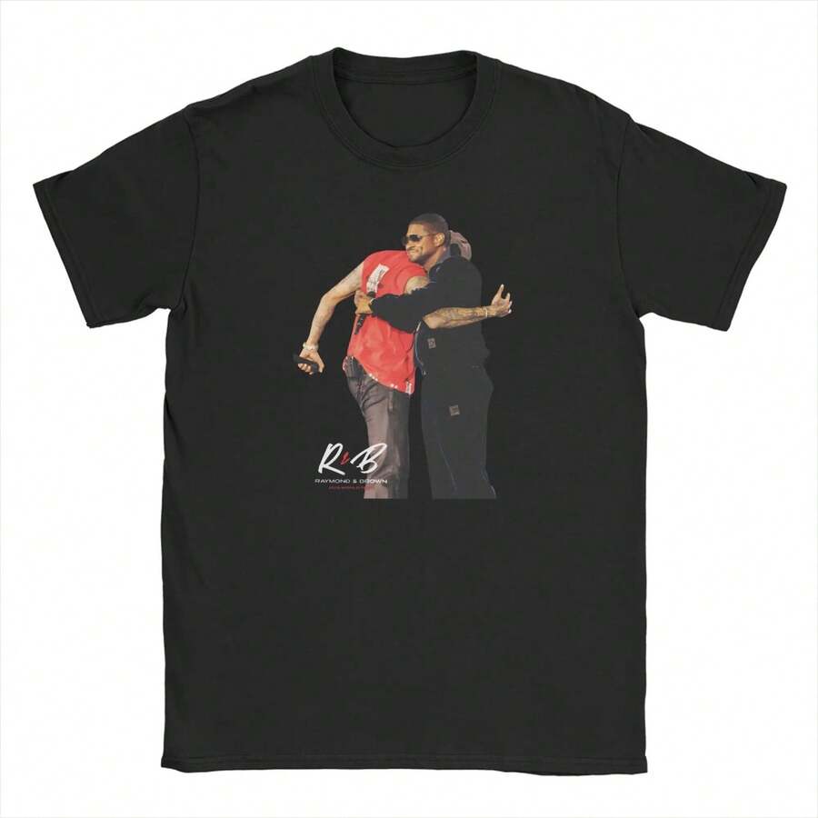 Raym1ond and Brown Tour 2026, RB Tour C1hris Brown Usher Raym1ond TShirt M1en Cotton T Shirt Short Sve T1EEs Plus Size Clothes Camiseta unisex de algodón grueso de 220 g, suave y transpirable con excelente elasticidad, agradable para la piel y cómoda para usar todo el día. Diseño clásico y casual fácil de combinar, ideal para salidas diarias, ropa urbana, deportes, citas y reuniones informales durante todo el año. - Negro - Ver 1