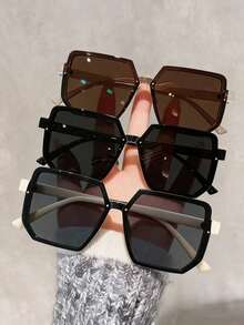 1pc/3pcs Fashion Large Frame Square Colorful Plastic Glasses Sets, Face Flattering, Suitable For Vacation And Daily Wear - Multicolor - View 4