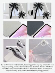 植物羽毛紋理效果黑色棕櫚樹圖案保護殼，相容 iPad Air 8(M4)2026(11吋)、Air 4/5 10.9吋、7/8/9代 10.2吋，內建筆槽，相容 Tab S6 10.4吋、Kindle 11代(2022/2024)、Kindle Clara 2E、Clara Colour、Clara BW(6吋)及 Libra Colour(7吋)，可愛少女風時尚設計，平板桌面裝飾，生日與節日禮物 - 彩色 - 查看 6