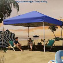 Soonbuy 10x10 FT Pop Up Canopy Tent With Slant Legs, One Push Setup Portable Outdoor Gazebo Shelter With Carrying Bag, 8x8 FT Canopy Cover Included For Patio Deck Garden Beach Events Parties Camping - Blue - View 2