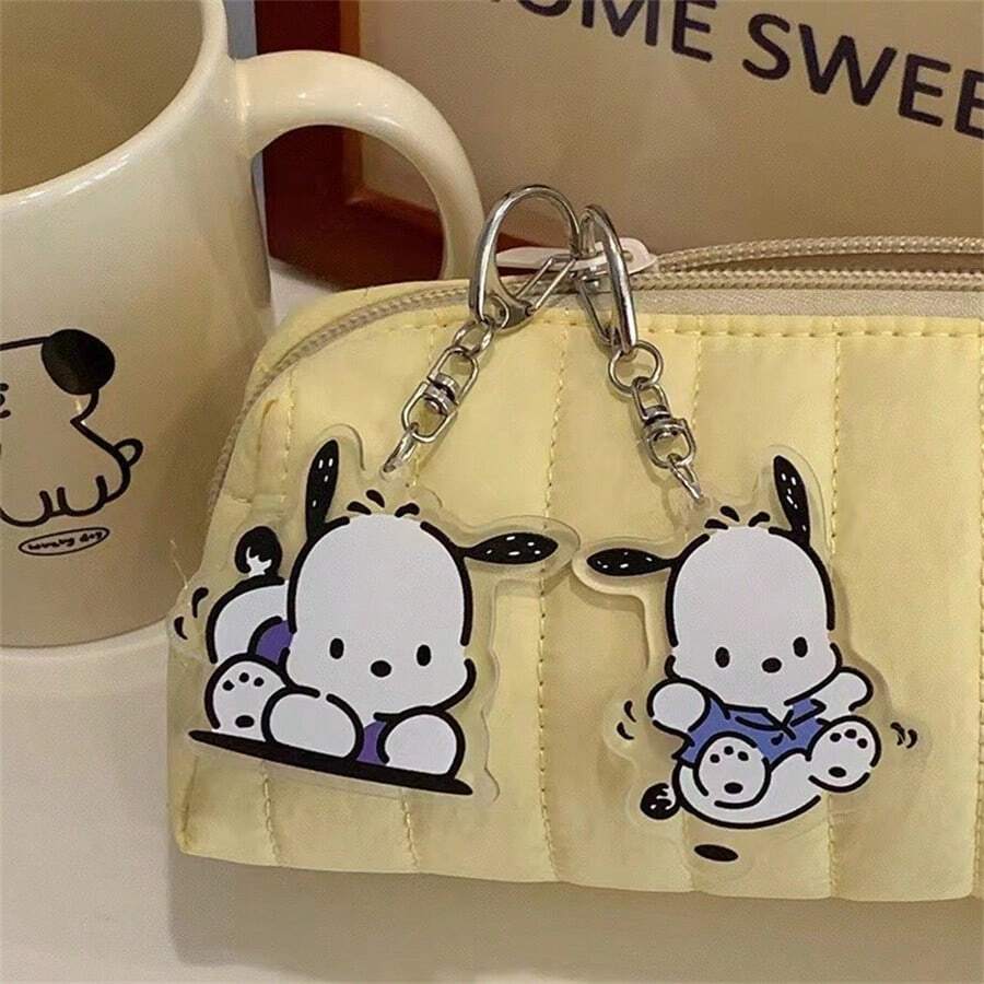 SANRIO 三丽鸥 Pochacco 钥匙扣挂件（1个），可爱动漫汽车挂件，送给动漫迷和朋友的完美礼物，适合作为情人节礼物、生日礼物、婚礼礼物、母亲节礼物、旅行配件。