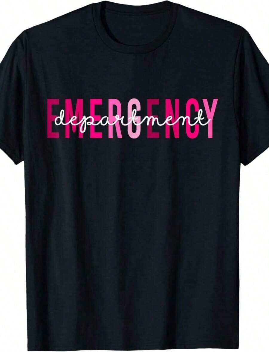 Camiseta de Enfermera del Departamento de Emergencias para Mujer, Diseño de Cáncer de Mama - Negro - Ver 1