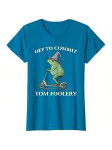 Funny Frog Graphic Saying Off To Commit Tom Foolery T-Shirt - Black - View 7