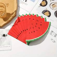20pcs/40pcs/100pcs Watermelon-Themed Napkins: Featuring A Sweet Red And Green Watermelon Slice Pattern, These Disposable Paper Napkins, Perfect For Summer Fruit-Themed Birthday Parties And Summer Wedding Decorations. - View 5