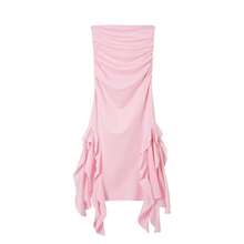 2024 Primavera/Verano  de moda europea y americana nuevo vestido Irregular ajustado a la cadera con un hombro para mujer - Rosa - Ver 5