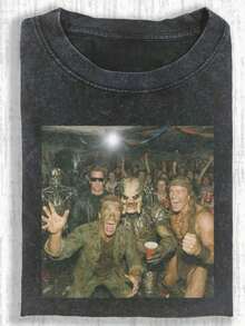 Fotos de Fiesta Revelry, Camisetas Estampadas de 230g Lavadas, Algodón Batik de Alta Calidad, Camisetas de Marca de Moda Retro Nuevas y Pesadas para Hombre, Camisetas Casuales de Cuello Redondo Holgadas de Talla Grande para Hombre, Lo Mismo para Hombres y Mujeres, Regalos Japoneses, Regalos Perfectos. - Negro - Ver 1
