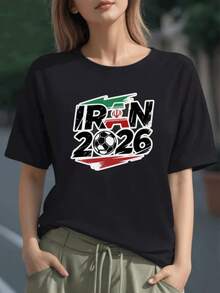 Símbolo del equipo nacional con balón y bandera que representa orgullo y pasión por el fútbol rumbo al torneo 2026 camiseta de mujer 100% algodón cómoda y moderna - Negro - Ver 6