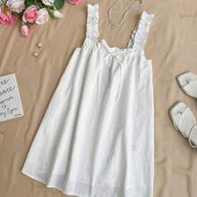 Vacation Style Simple Frill Strap Solid Color Collared A-Line Mini Dress, Summer - Negro - Ver 2
