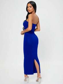 Vestido tubo con abertura trasera - azul real - Ver 2